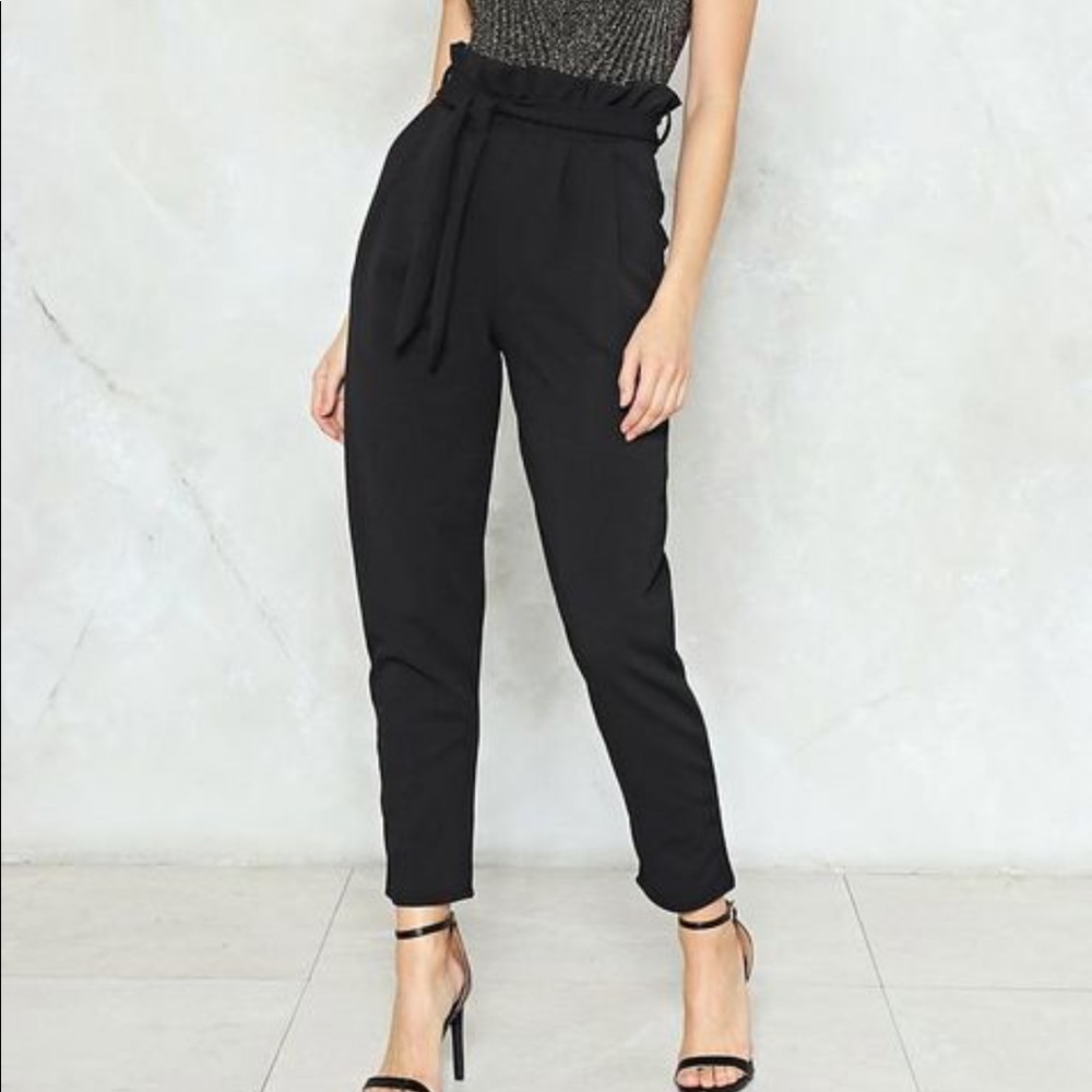 Paperbag Waist Self Belted Pants